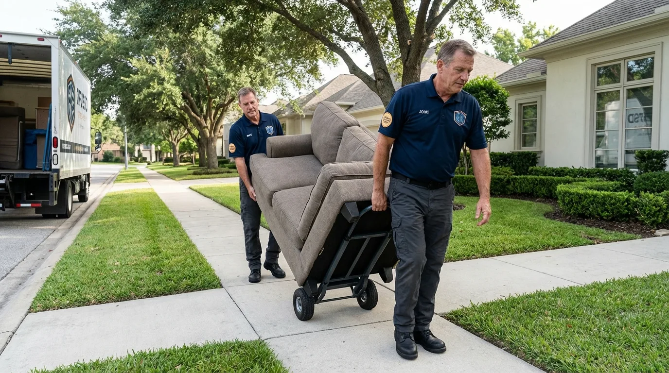 Local residential moving crew loading furniture in Middle Island, NY